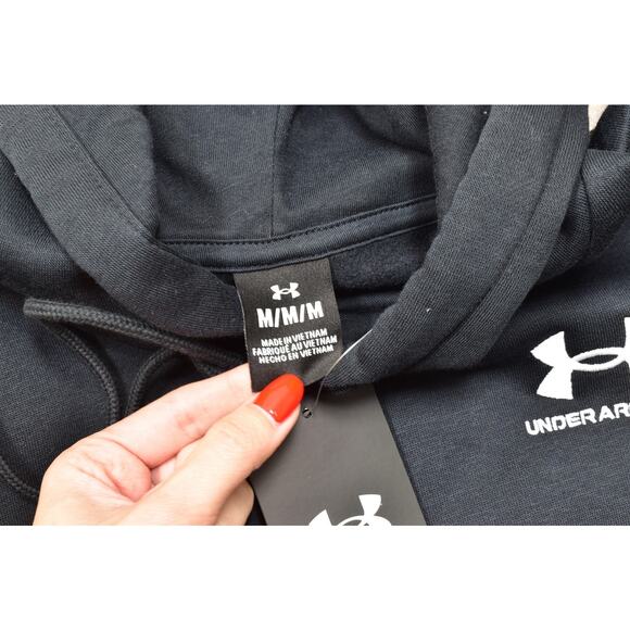 Under Armour Men's Icon Fleece Hoodie Pullover Black Regular Size M Cotton NEW - Picture 6 of 8